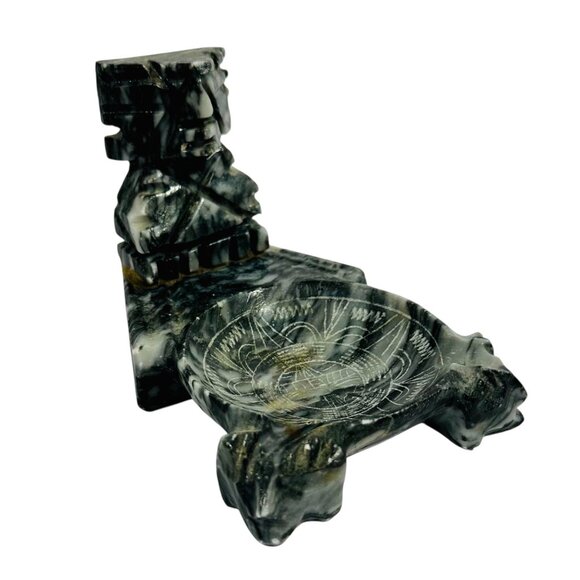 Vintage Hand-Carved Stone Mayan Aztec Ashtray Incense Coin Holder 1960s Souvenir - Picture 11 of 12